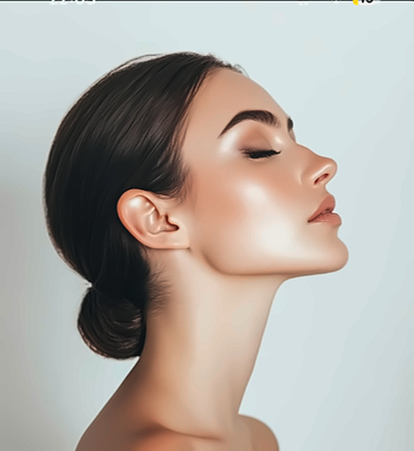Perfil de mulher com pele iluminada e efeito glow