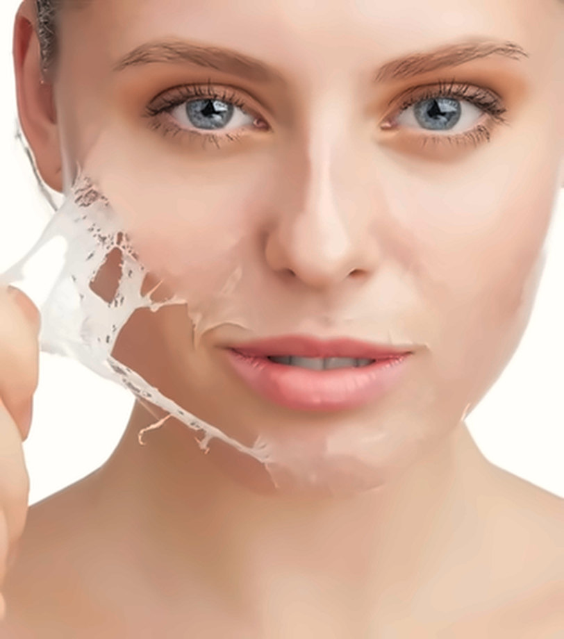 Pele do rosto descamando com efeito de peeling